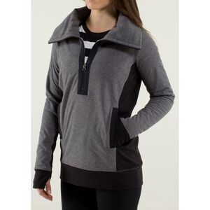 Lululemon Pullover Womens 4 Grey Retrospect 1/4 Zip Fleece Thumbholes Athletic